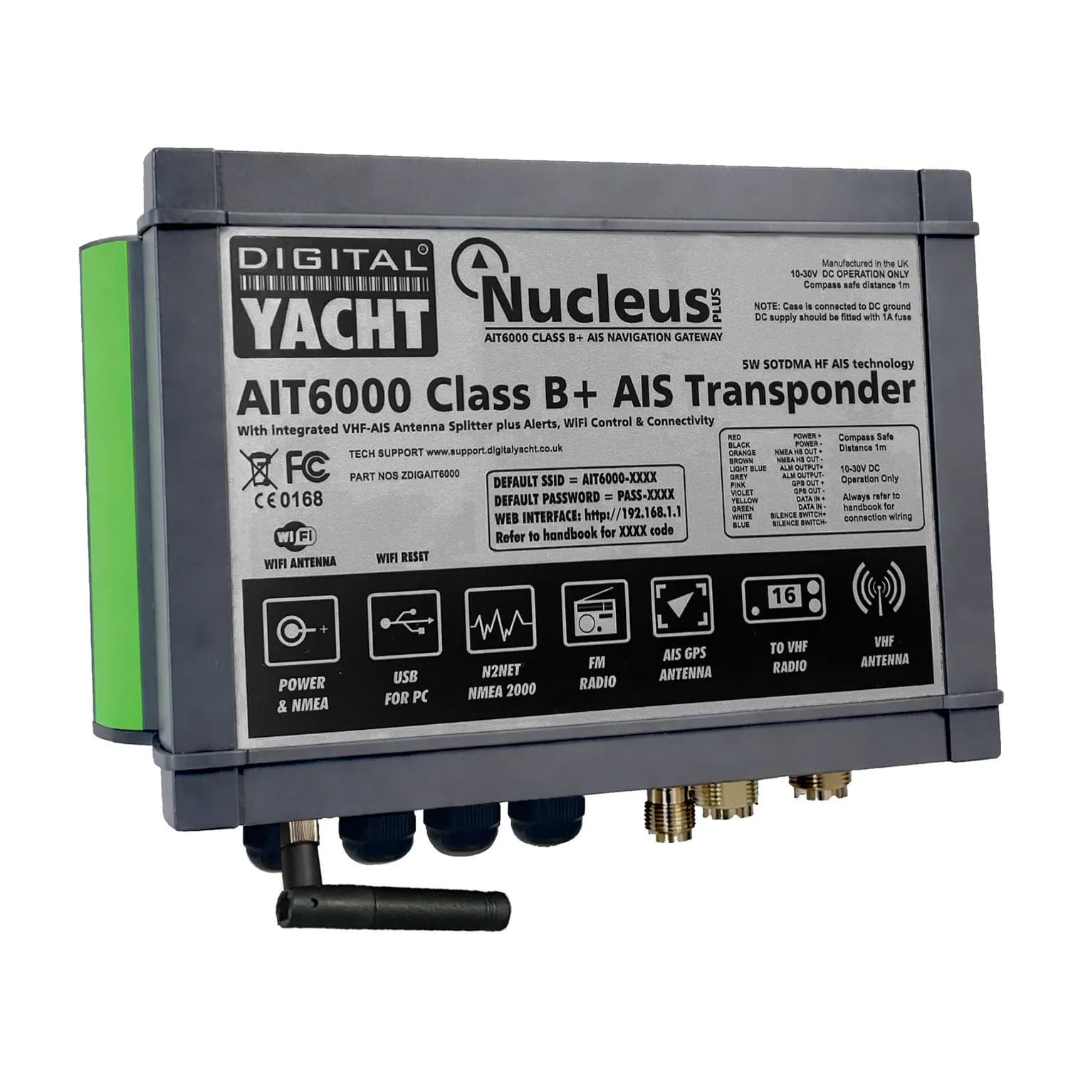 AIT6000 – AIS Transponder with VHF Splitter, Alarms, NMEA 2000 & Wi-Fi — digital-yacht